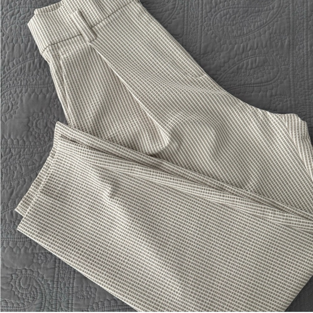 Zara Beige and White Striped Trousers